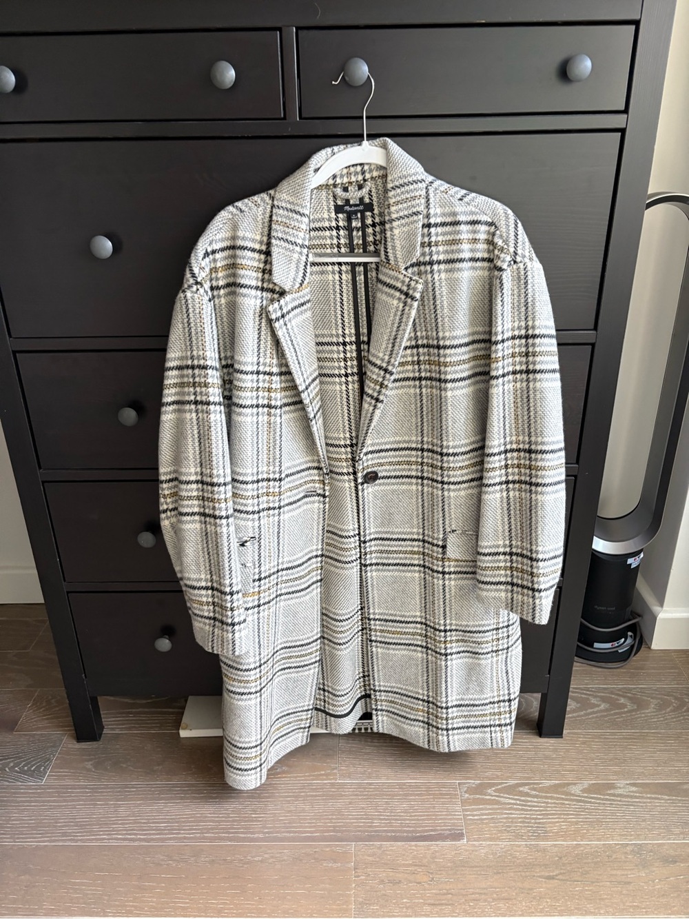 Like new! Madewell Black and Gray Plaid Pea Coat